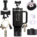 6pcs Black Stanley Cup Accessories Set, Bow Straw Topper by MOTEERLLU
