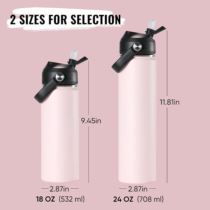 Fijinhom 24oz Insulated Stainless Steel Water Bottle, Wide Mouth Double Wall - Image 2