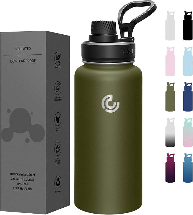 Sports Water Bottle 32oz, Insulated Water Bottle by coktik