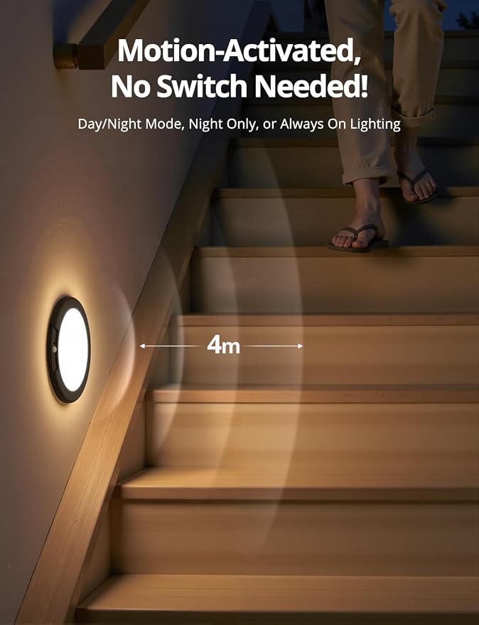 Combuh Black Operated Battery Powered Motion Sensor Ceiling Lights Wireless - Image 5