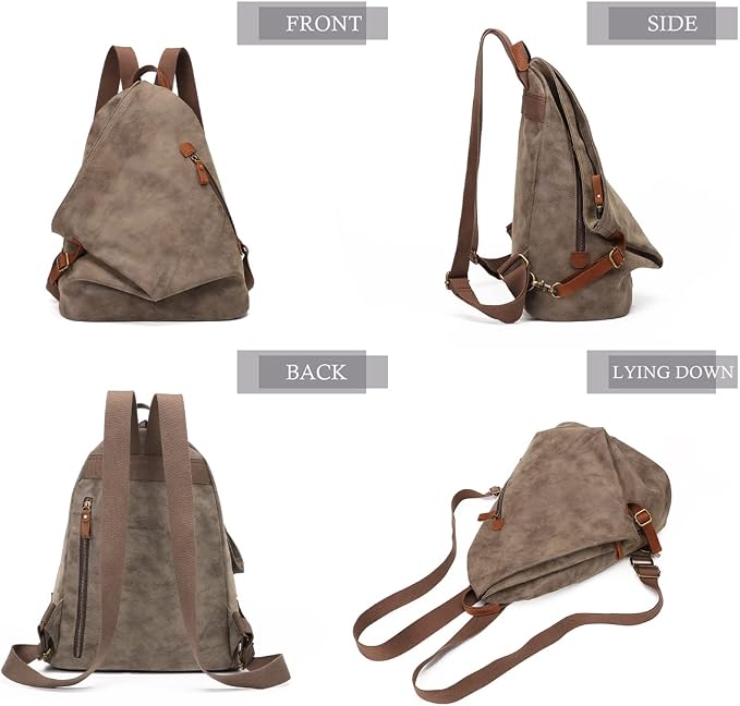 KL928 PU Leather Vintage Backpack – Large Casual Daypack Outdoor Travel - Image 9
