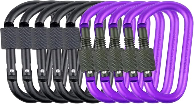 10 Pack Aluminum D Ring Key Rings Hiking Clips Locking Carabiner by IEBUOBO