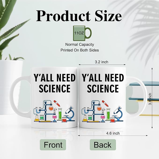 RZHV Y All Need Science Funny Scientist Coffee Mug, Sciences Nerd Mug, - Image 2