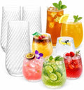 48 Pack Origami Ripple Plastic Glasses 24 9 Ounce Stemless Champagne Flutes & by Oojami