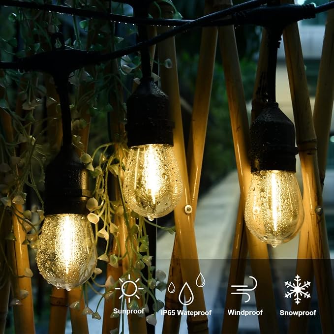 Outdoor String Lights LED 100FT Commercial Grade Heavy Duty Light String Lights - Image 5