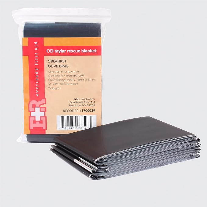Ever Ready First Aid Mylar Rescue Blanket, Large Olive Thermal Sheet - Image 6