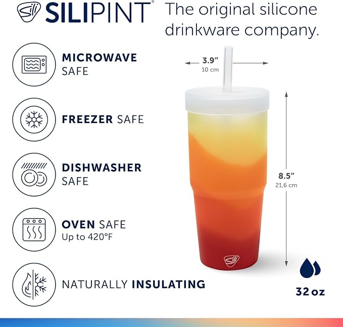Silipint 32oz Silicone Straw Tumbler – BPA-Free, Unbreakable, Dishwasher Safe – - Image 3