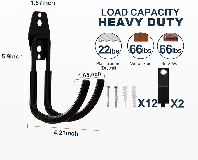 Garage Hooks Heavy Duty, 6 Pack Large Round Steel Garage Storage Hooks - Image 2