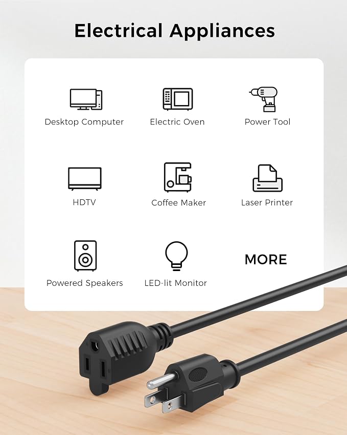 Cable Matters 16 AWG Heavy Duty 13A Long Power Extension Cord - 50ft - Image 5