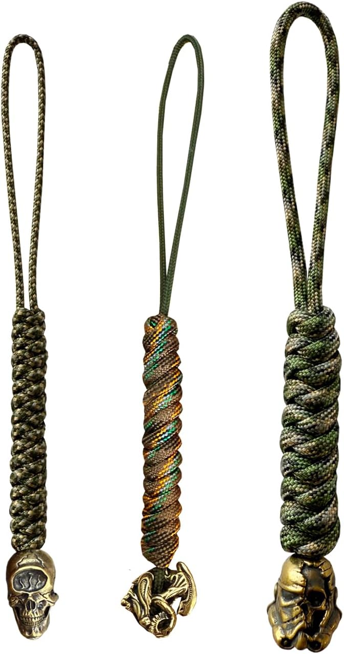 Handmade Lanyards with Brass Beads – Paracord 550 Survival Gear Leash by Unknown
