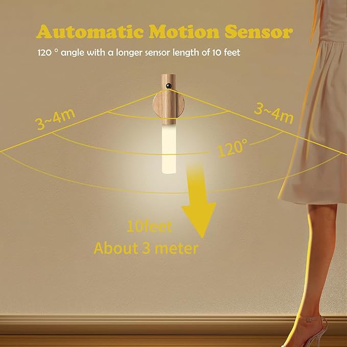 LANDGOO Wooden Motion Sensor Night Lights Magnet Body Sensor Hallway Night - Image 4