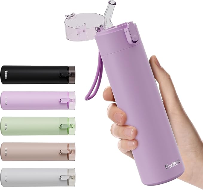 9oz Small Water Bottles with Straw, Mini Water Bottle with One-Hand Open Design by Exllena