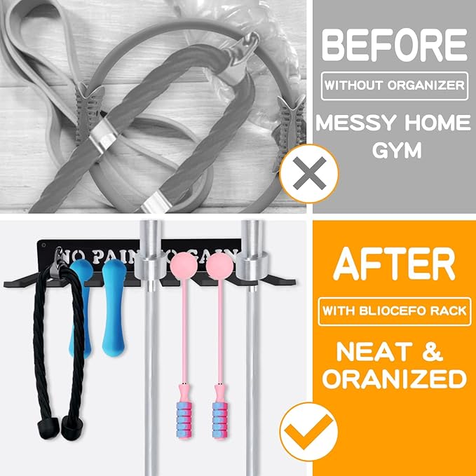 Gym Home Rack 8 Hook Heavy-Duty Wall-mounted Organizer Multi-Purpose Workout - Image 2