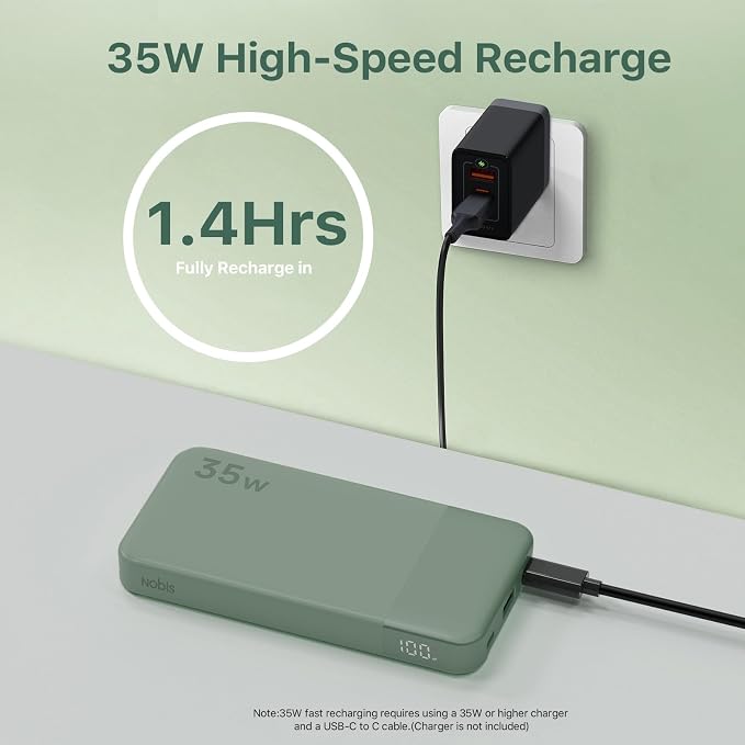 NOBIS Portable Charger, 10000mAh Power Bank Fast Charging, Battery Pack - Image 3
