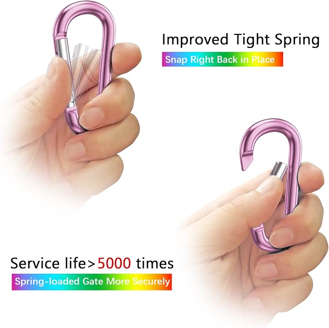 sprookber 3" Aluminum Carabiner D Ring, Caribeener Clips, Spring Snap Hook - Image 3
