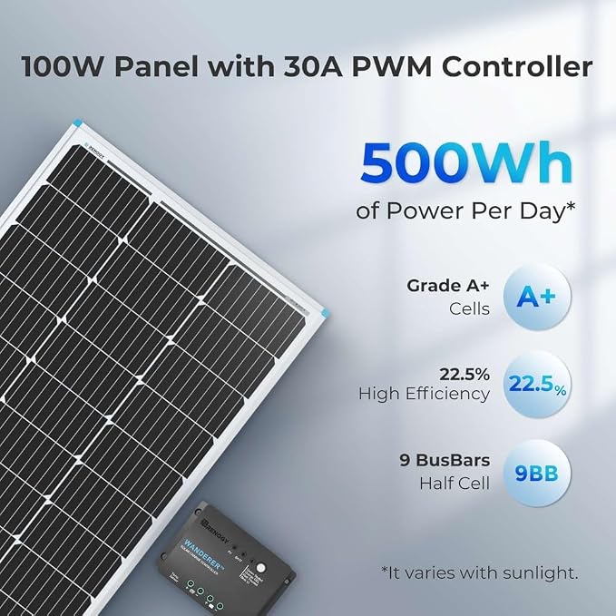Renogy 100W 12V Solar Panel Starter Kit, 100 Watt Monocrystalline Solar Panel - Image 2