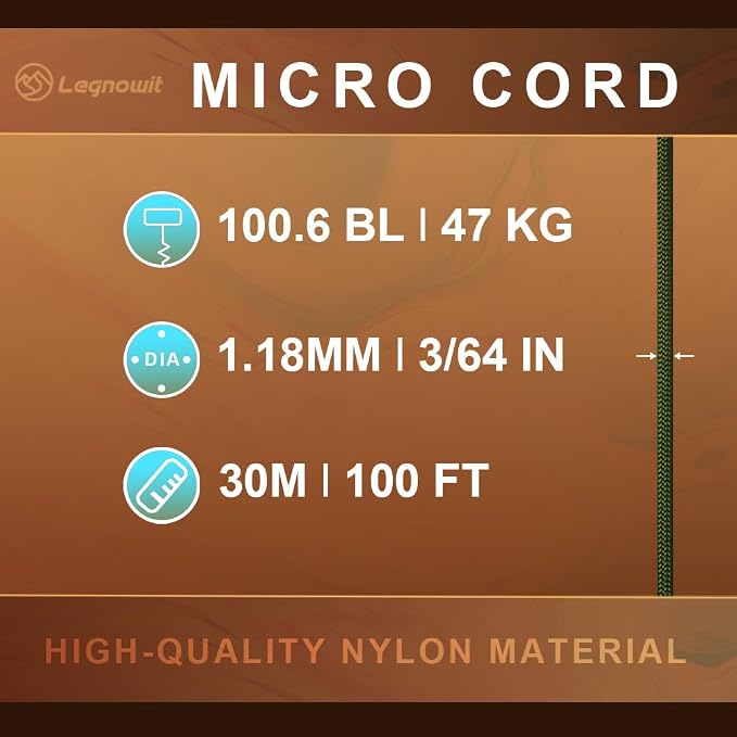 Micro Paracord, 1.18mm x 100ft Thin Mini Utility Braided Small Paracord - Image 2