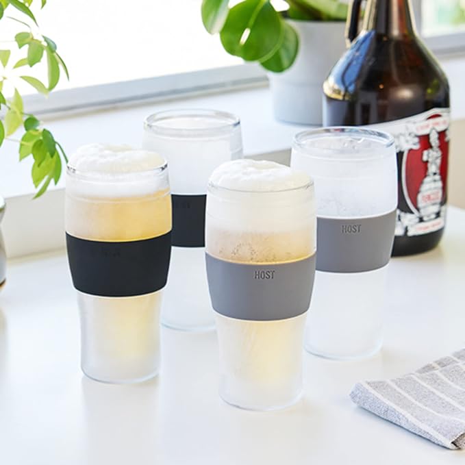 HOST Freeze Beer Glasses, 16 ounce Freezer Gel Chiller Double Wall Plastic - Image 7