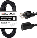 25FT Outdoor Extension Cord-16/3 SJTW Durable Black Extension Cable by HONDERSON