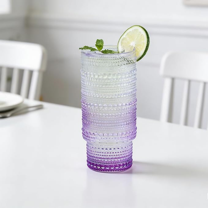 Large Capacity 16 oz Hobnail Drinking Glasses Set of 6, Vintage Glassware - Image 3