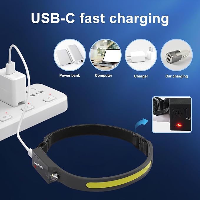 Headlamp Rechargeable LED 230° Wide Beam, USB-C Lightweight Head Lamp, Long - Image 8