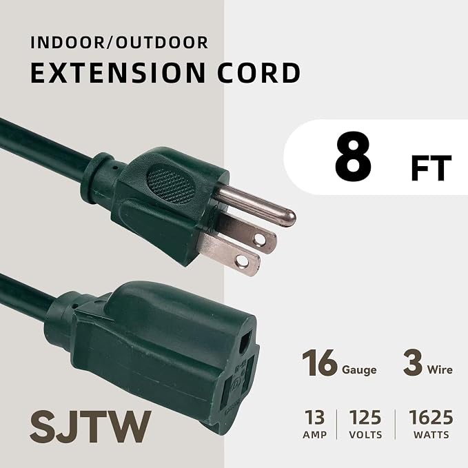 8ft Outdoor Extension Cord for Christmas Decorations - Image 2