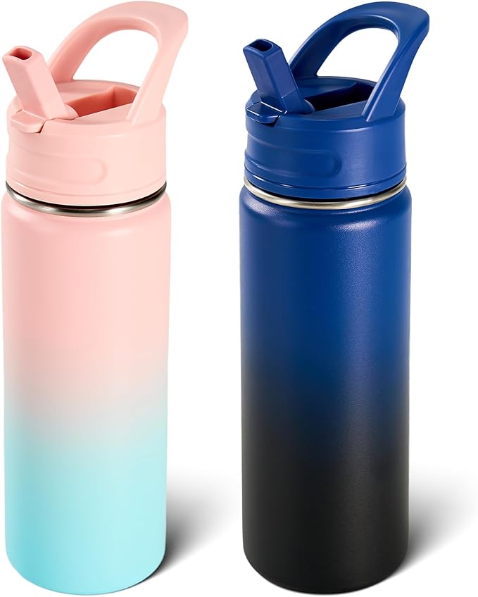 Fijinhom 2 Pack 18oz Insulated Stainless Steel Water Bottle by Fijinhom