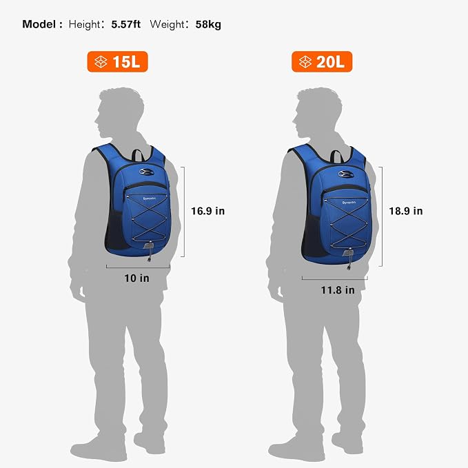 Ultra-Light Soft Daypack 15L/20L, Cushioned Breathable Back Panel Backpack - Image 6