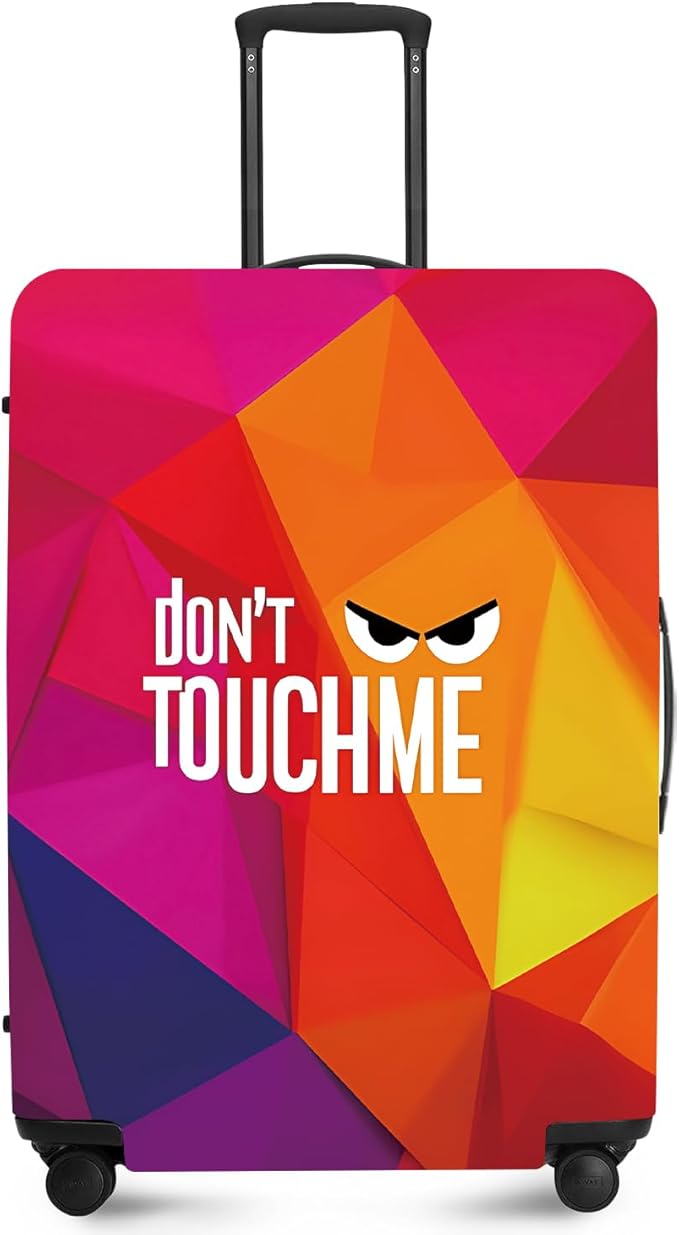 Don't Touch Me Funny Travel Luggage Cover-Neon Geometric Stretchable Airplane by ANNAQUEEN