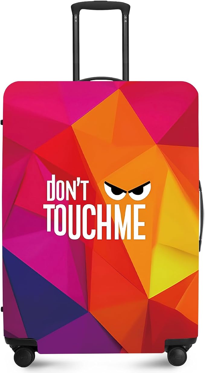 Don't Touch Me Funny Travel Luggage Cover-Neon Geometric Stretchable Airplane by ANNAQUEEN