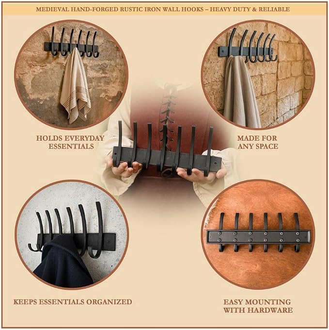 Mystic Colonial Rustic Cast Iron Wall Rack - Image 3