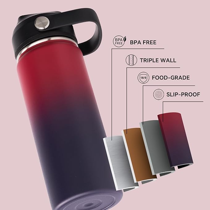 Fijinhom 24oz Insulated Stainless Steel Water Bottle, Wide Mouth Double Wall - Image 3