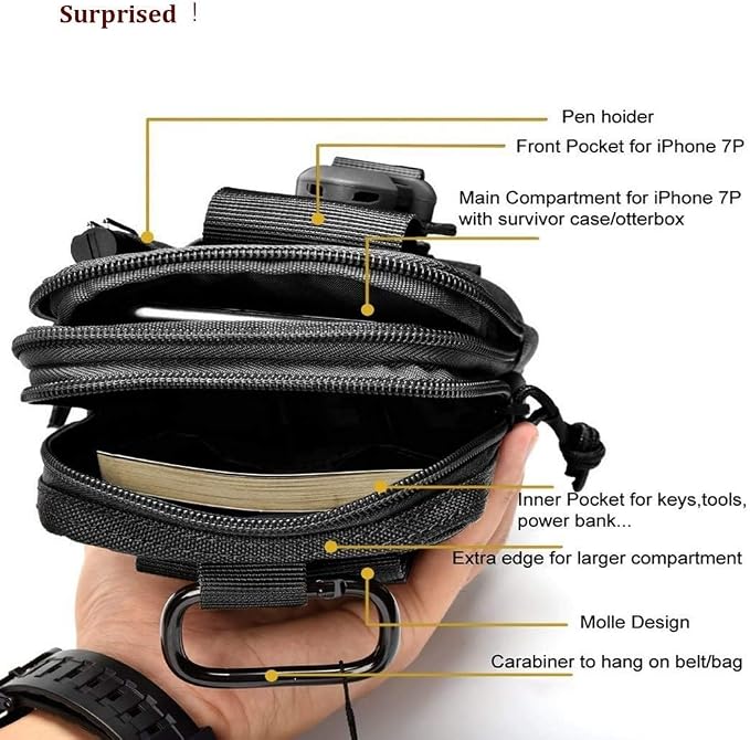 Belt Pouch, Tactical Molle Phone Pouch EDC Utility Pouches Waist Bag, Small - Image 5