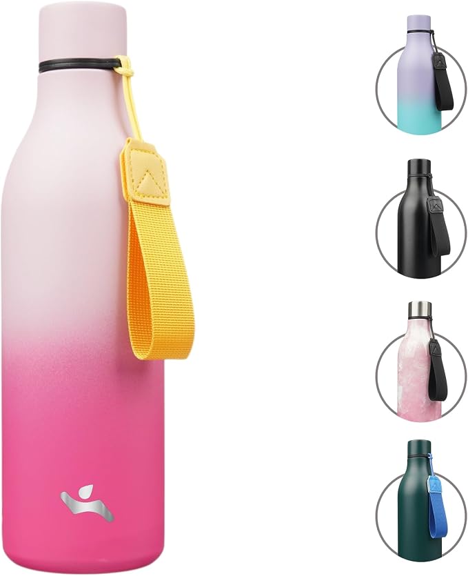 Insulated Water Bottle with Strap, 25 oz Double Wall Stainless Steel Vacuum by Konokyo