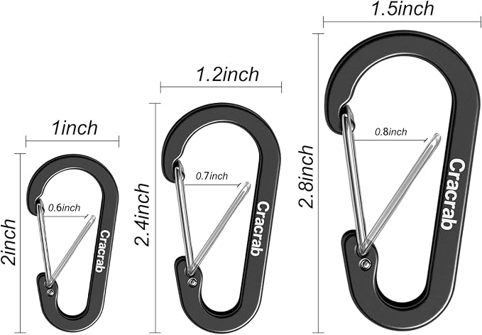 12Pcs Carabiner Clips Assorted Sizes Pack, Includes Small Medium Large - Image 7