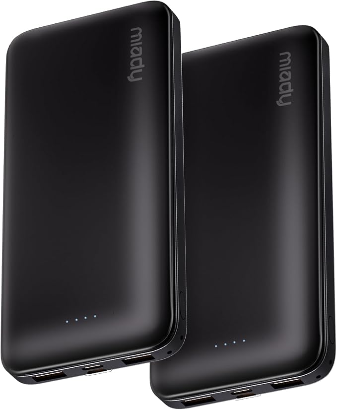 Miady 2-Pack Portable Charger, Slim 10000mAh Power Bank Travel Battery Pack 3 by Miady
