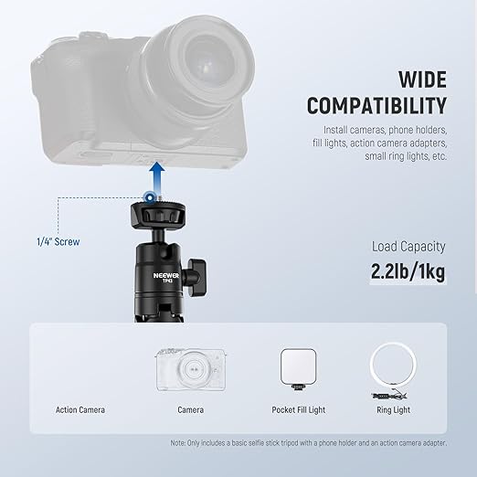 NEEWER Basics Mini Desk Selfie Stick Tripod Compatible - Image 4