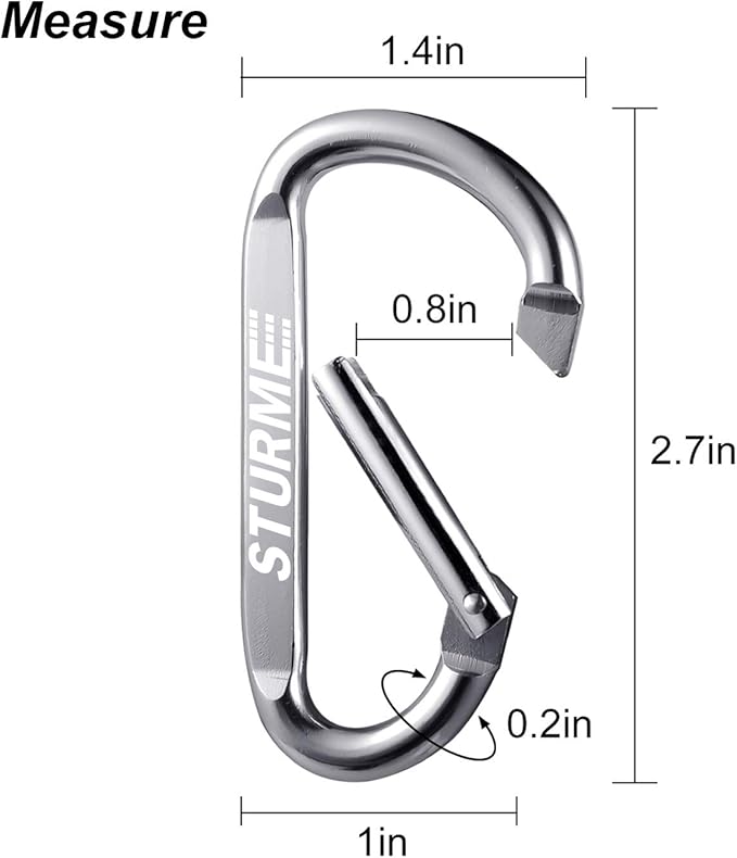 20pcs 2.7" Carabiner Clip Durable Carabeaner Hooks Small Carabiner D Clip - Image 4