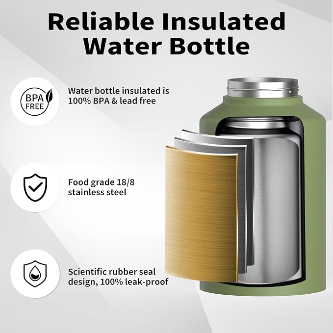 WATERSY 1 Gallon Water Bottle Insulated, BPA Free&Leak Proof, 128oz Stainless - Image 3