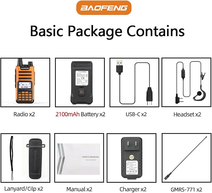 BAOFENG GMRS Handheld Radio GM-15 Pro 8W Rechargeable Long Range Walkie Talkies - Image 8
