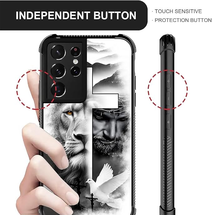 for Samsung Galaxy S21 Ultra Case, Lion Cross Jesus Christ Dove Pattern Graphic - Image 5