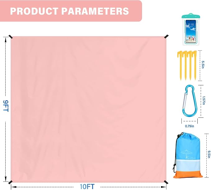 Famstar Beach Blanket Oversized Extra Large 10'X 9', Waterproof Sandproof Beach - Image 7