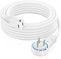 Maximm Extension Cord 10 Foot White Flat Plug, 360° Rotating Short Power Cord by MaximmCable
