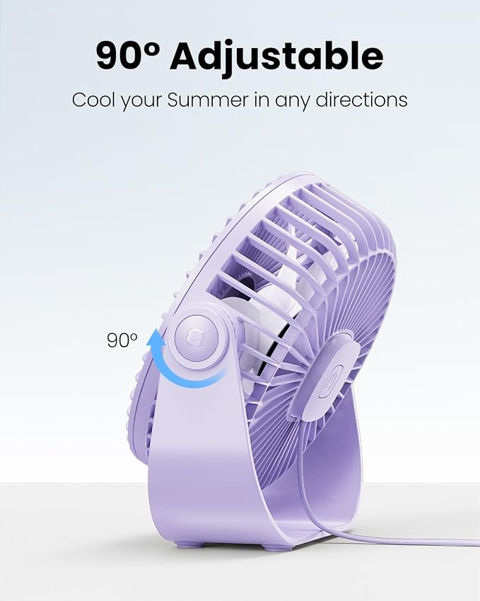 Gaiatop USB Desk Fan, 3 Speeds Strong Airflow, 5.5 Inch Portable 90° Rotate - Image 5