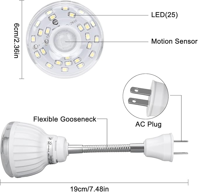 Plug in Motion Sensor Night Light Indoor, PIR Infrared Motion-Activated LED - Image 4