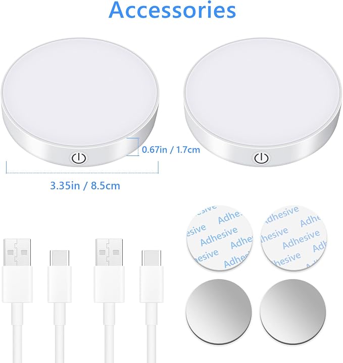 Ferswe Dimmable Touch Lights, 3000K Rechargeable Tap Light - Image 6