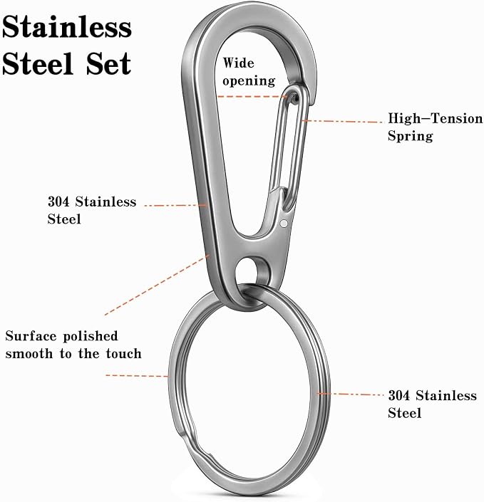 Stainless Steel Carabiner Keychain, Quick Release Heavy Duty Key Clip - Image 4