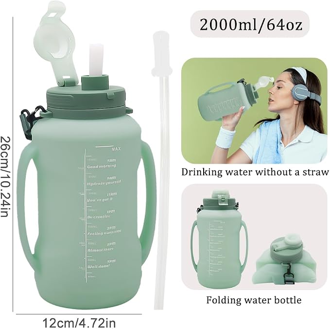 64oz Foldable Silicone Water Bottle - Image 2