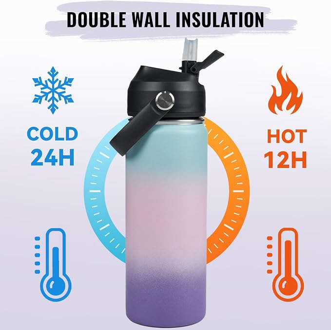Fijinhom 18oz Insulated Stainless Steel Water Bottle, Wide Mouth Double Wall - Image 6