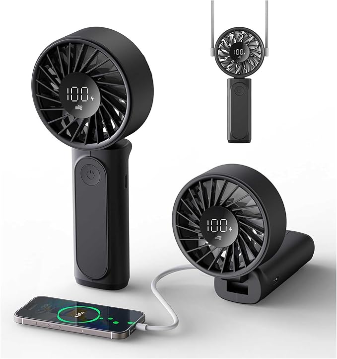 Peiyuu Handheld Fan, Portable Fan, 4000mAh Rechargeable Personal, 180° Foldable by Peiyuu